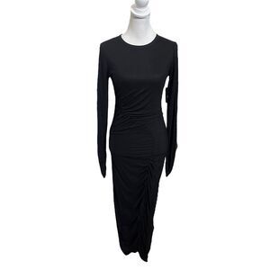 Ninety Percent NWT Hyachinth Ruched Midi Dress Women’s Size Small Black Tencel